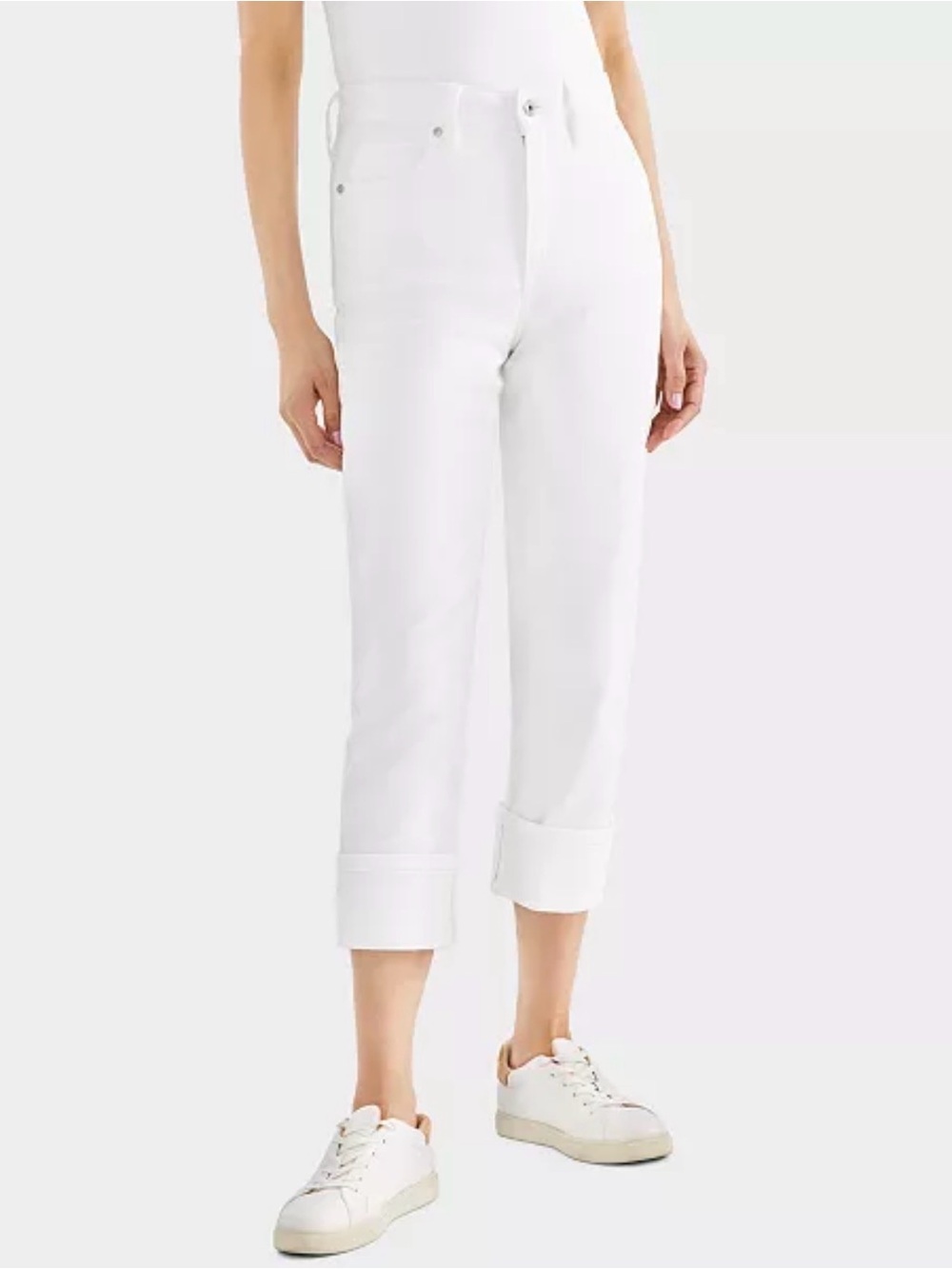 Style & Co White High-Rise Cuffed Capri Jeans Size 10 - Picture 4 of 4